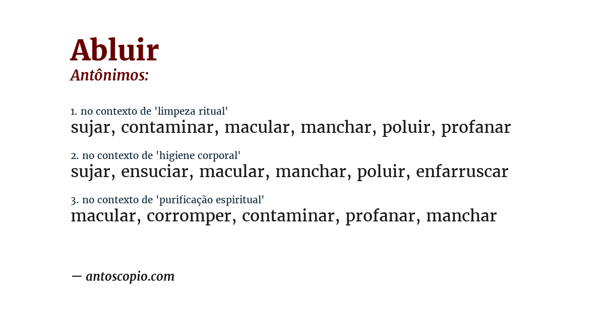 Antônimo de abluir