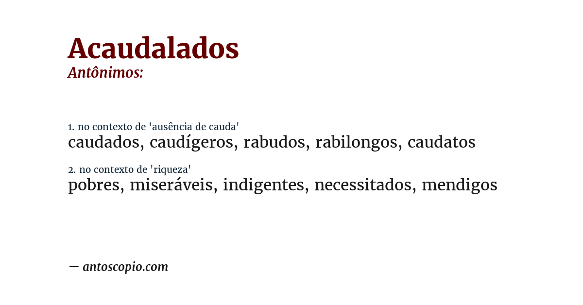 Antônimo de acaudalados