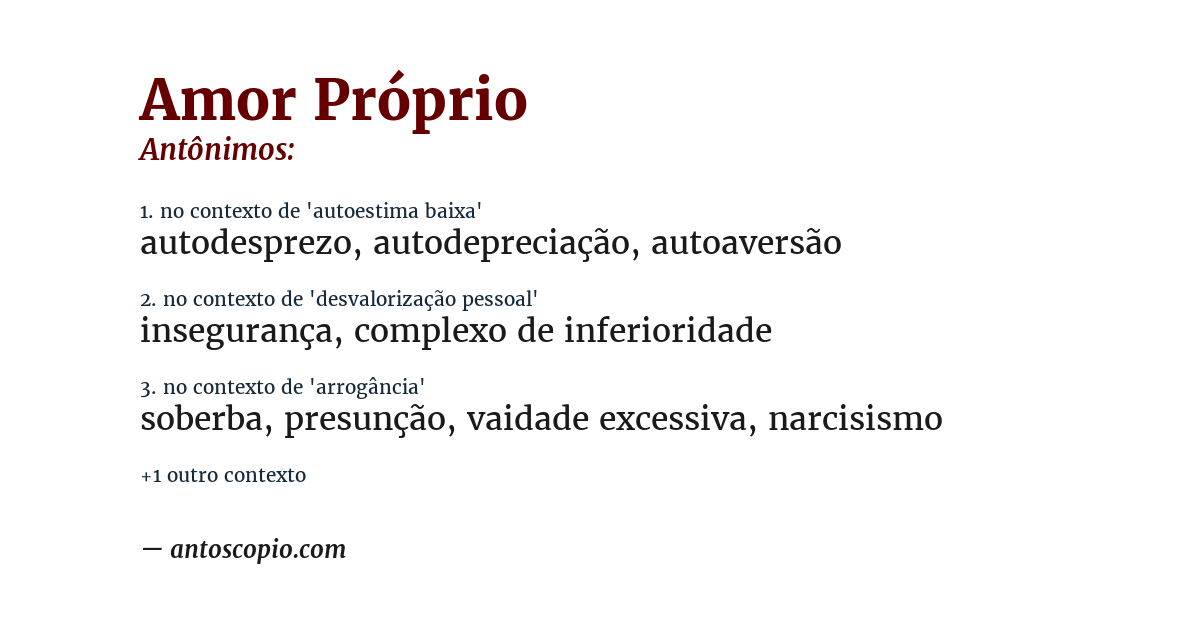 Antônimo de amor próprio