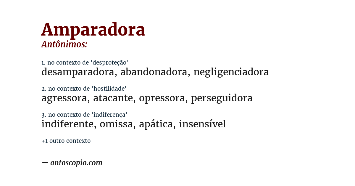Antônimo de amparadora