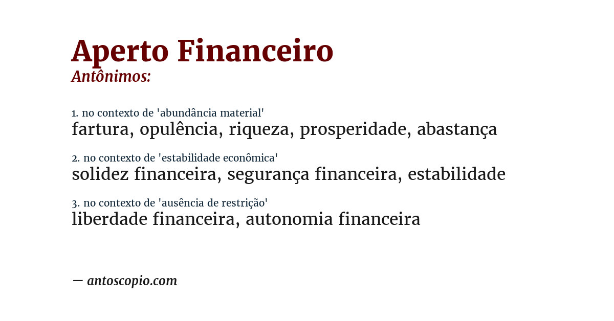 Antônimo de aperto financeiro