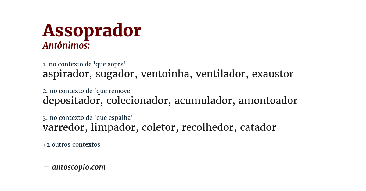 Antônimo de assoprador