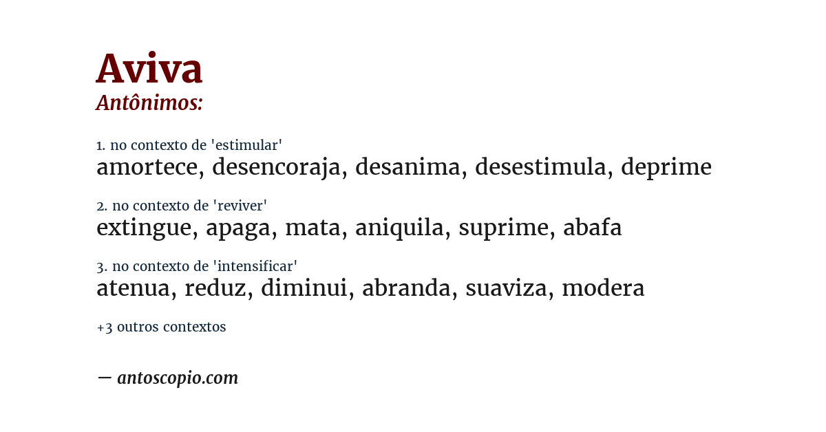 Antônimo de aviva
