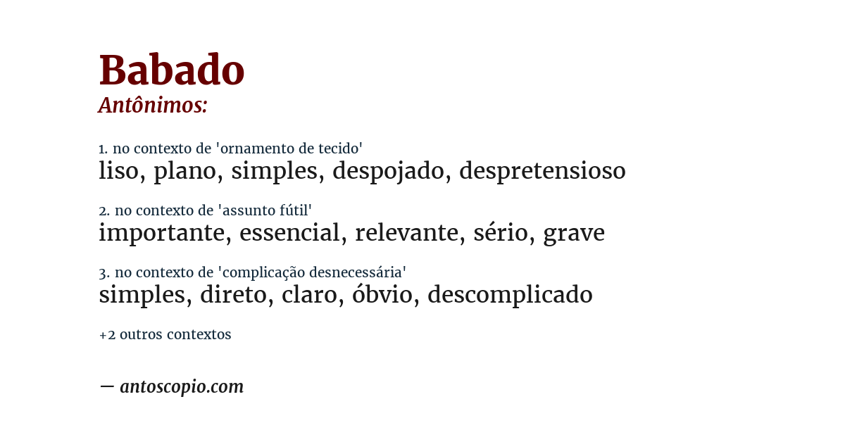 Antônimo de babado