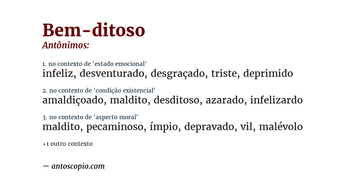 Antônimo de bem-ditoso