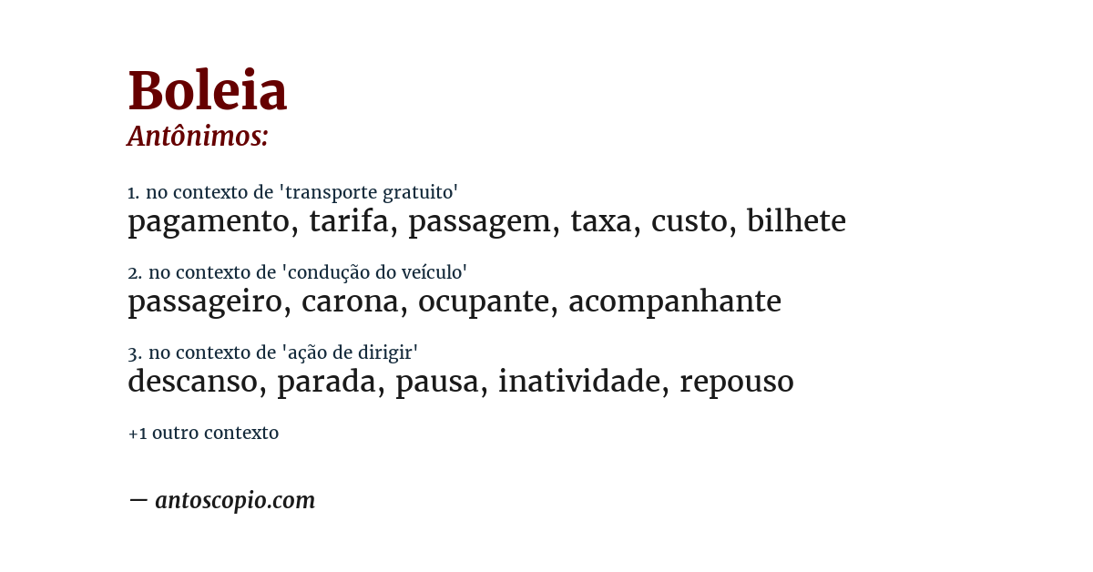 Antônimo de boleia