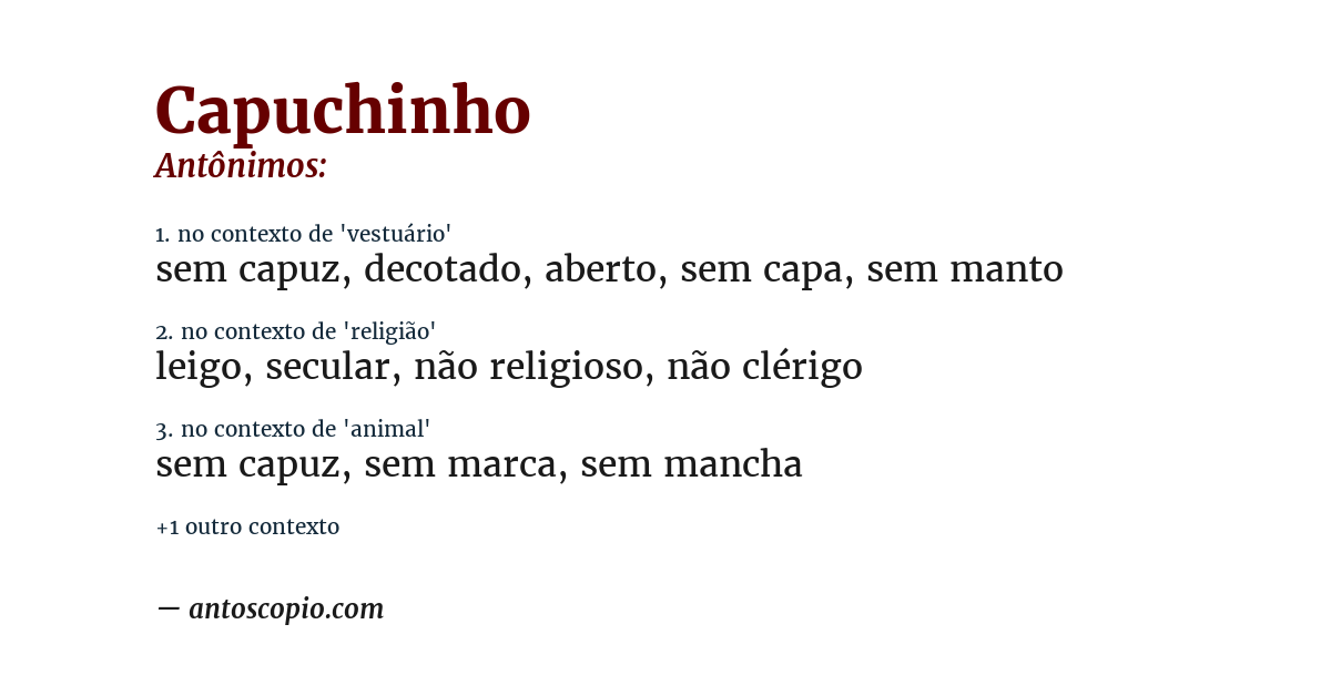 Antônimo de capuchinho