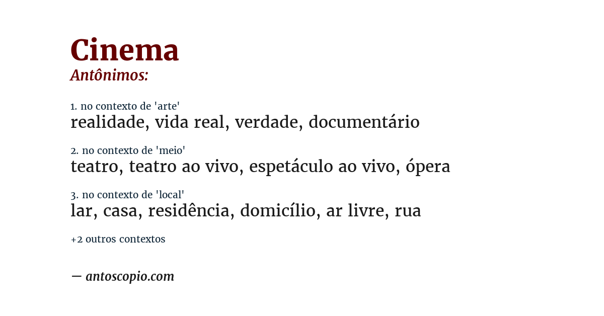 Antônimo de cinema
