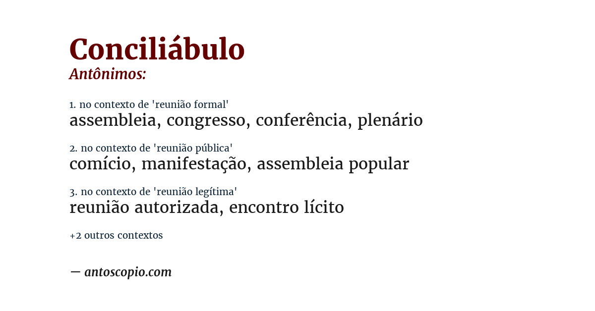 Antônimo de conciliábulo