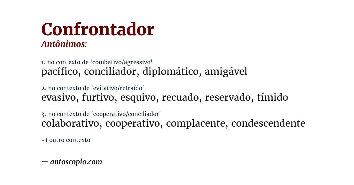 Antônimo de confrontador