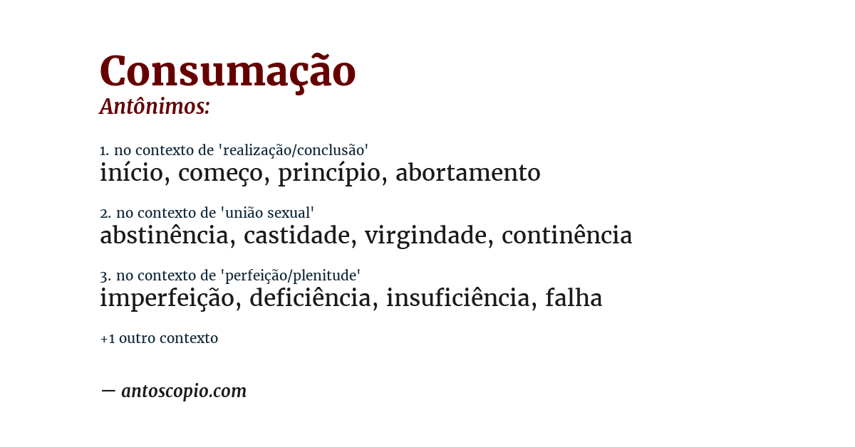 Antônimo de consumação