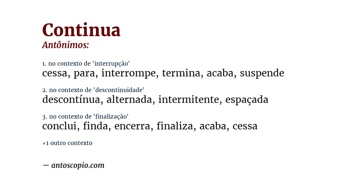 Antônimo de continua