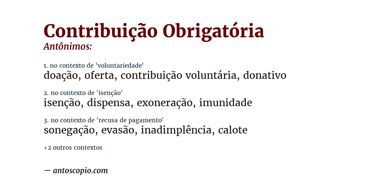 Antônimo de contribuição obrigatória