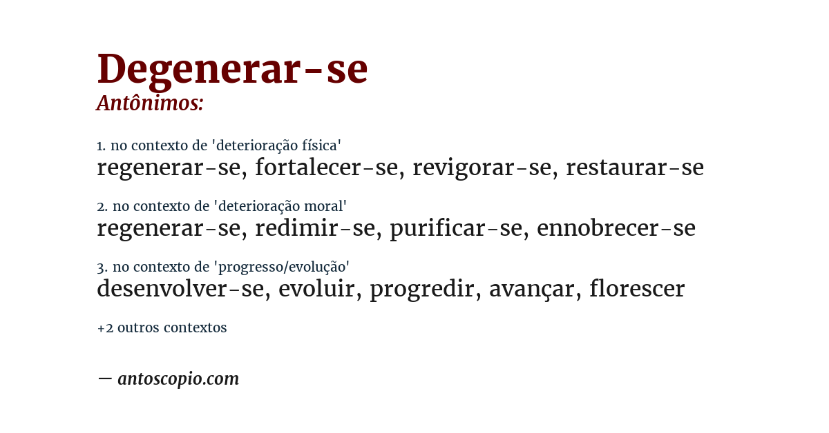 Antônimo de degenerar-se