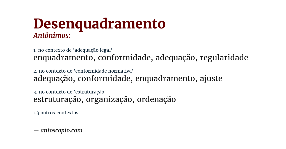 Antônimo de desenquadramento