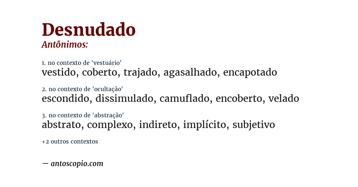 Antônimo de desnudado