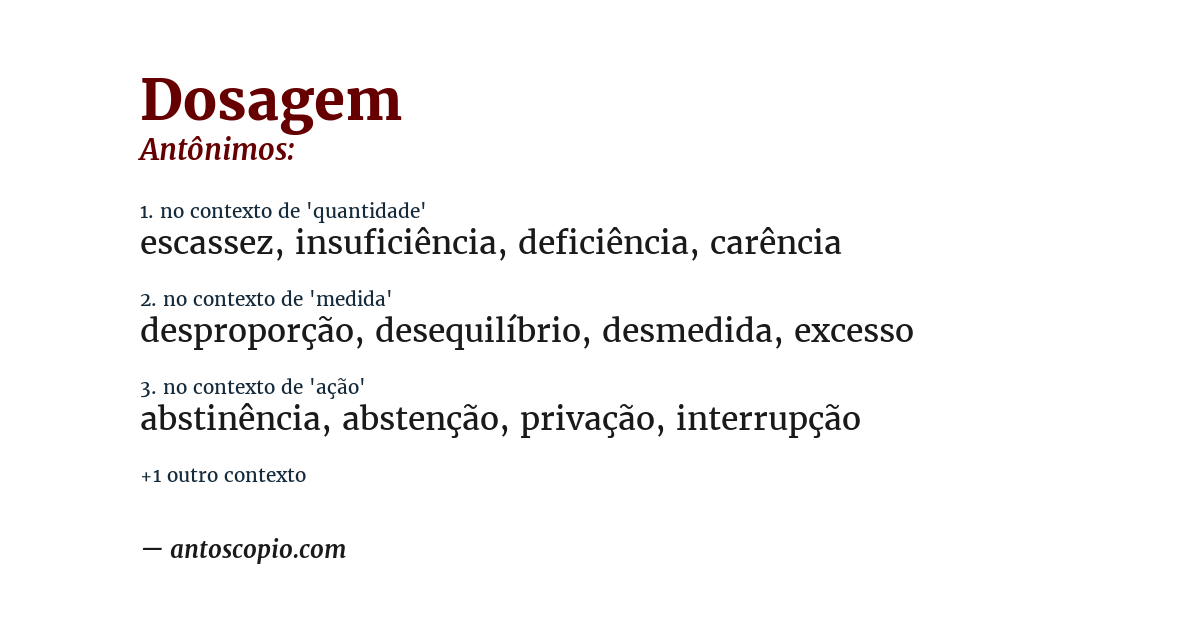 Antônimo de dosagem