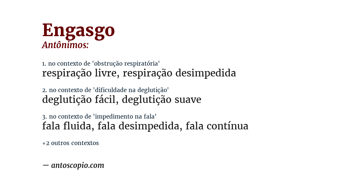 Antônimo de engasgo
