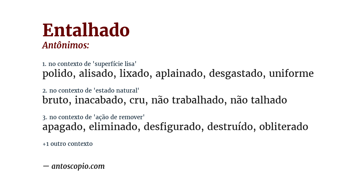 Antônimo de entalhado