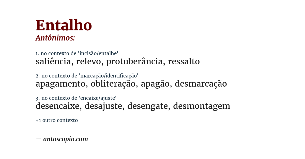 Antônimo de entalho