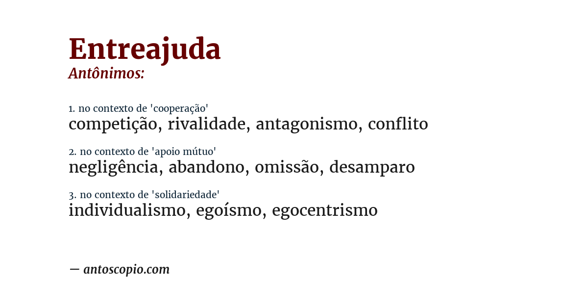 Antônimo de entreajuda