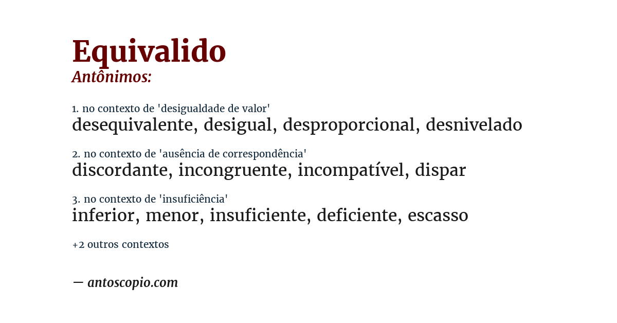 Antônimo de equivalido