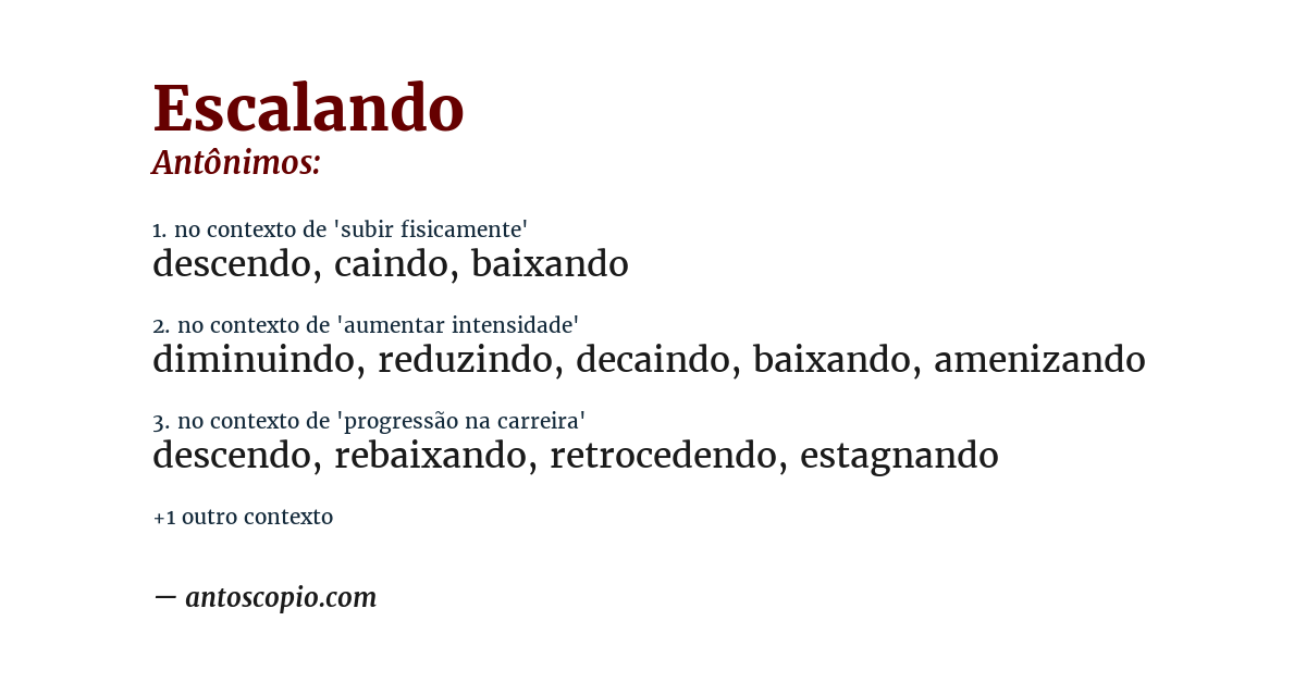 Antônimo de escalando