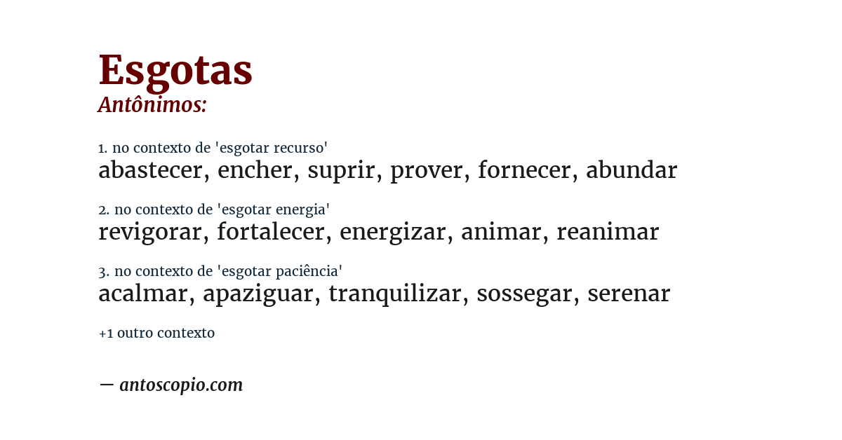 Antônimo de esgotas
