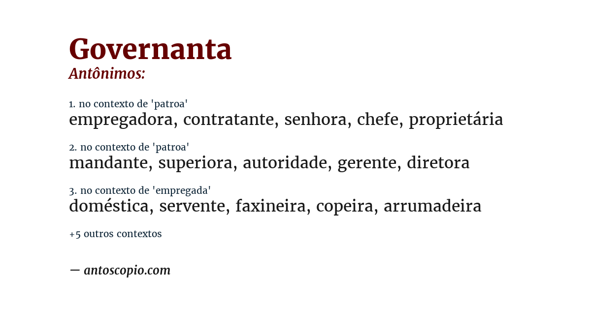 Antônimo de governanta
