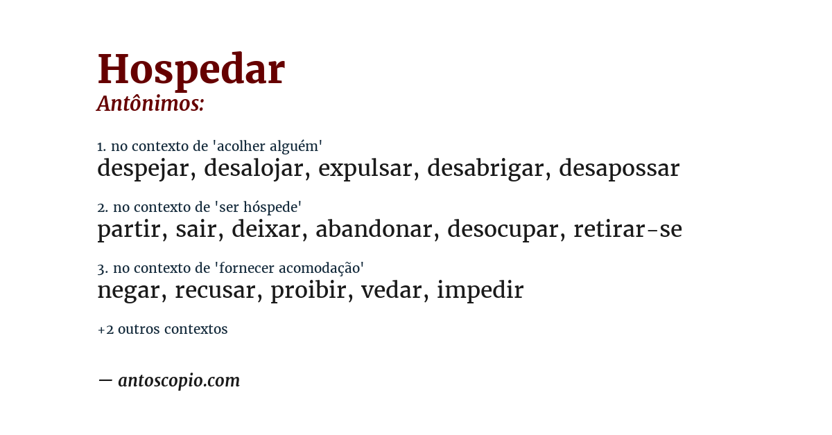 Antônimo de hospedar