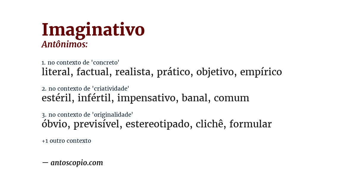 Antônimo de imaginativo