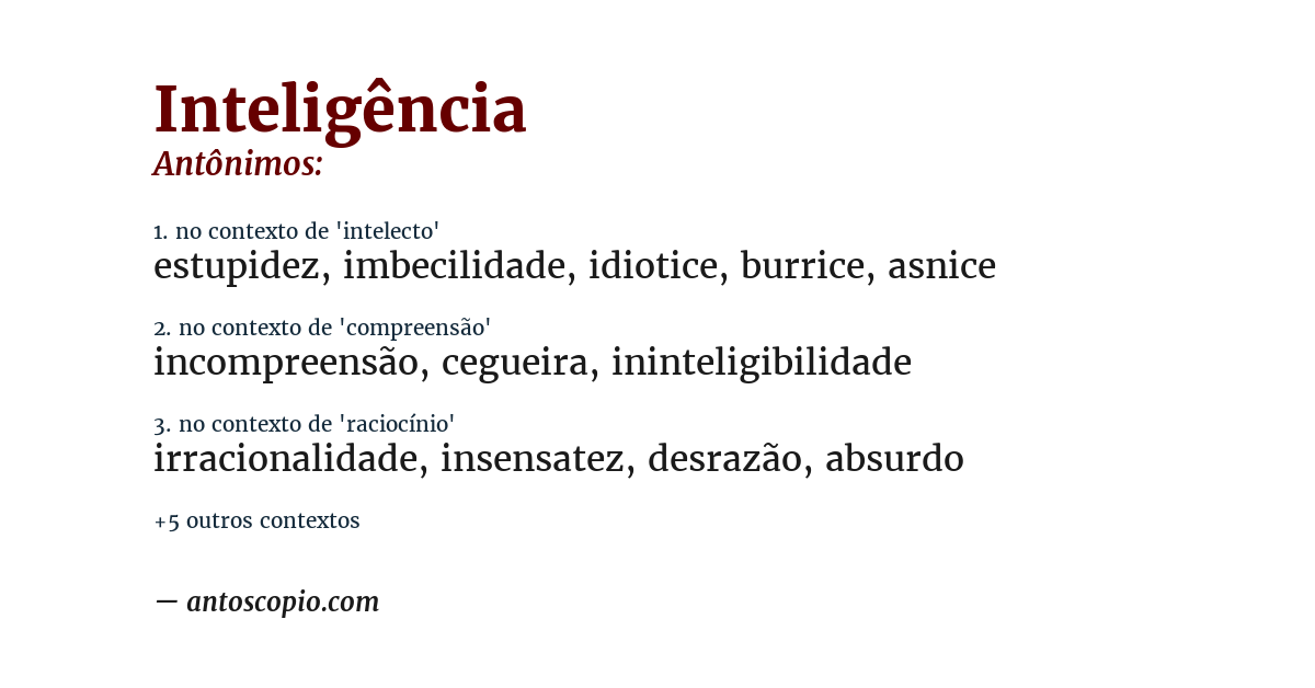 Antônimo de inteligência