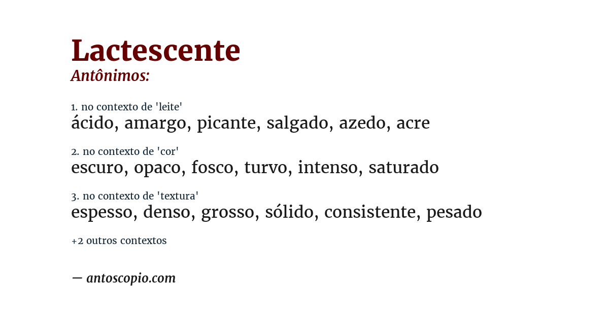 Antônimo de lactescente