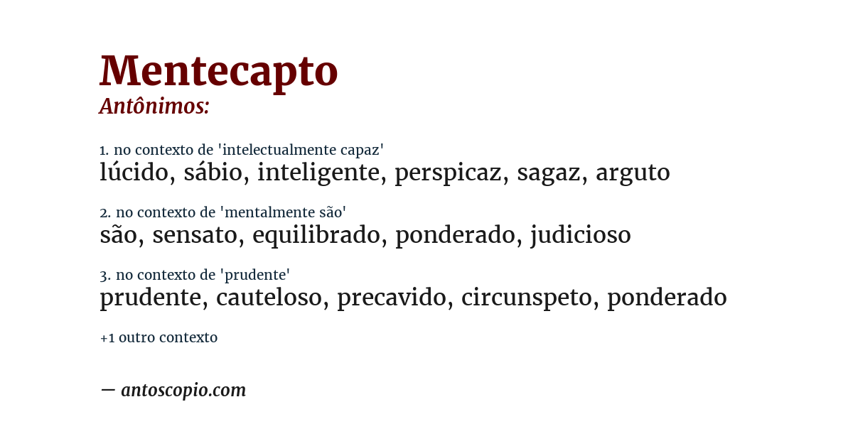 Antônimo de mentecapto