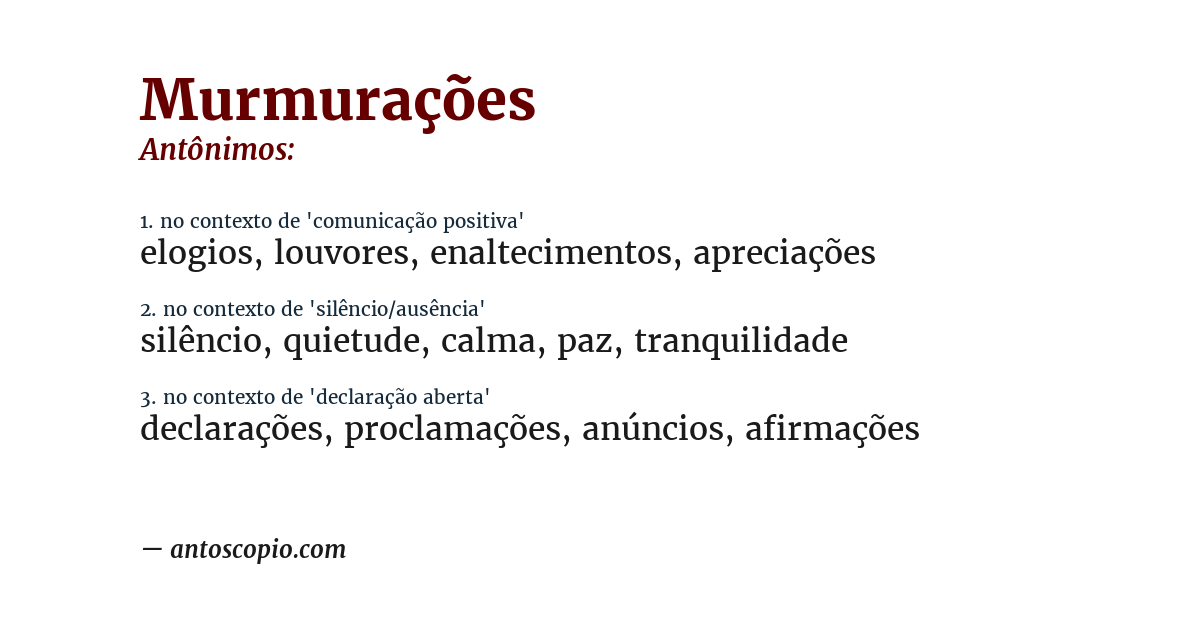 Antônimo de murmurações