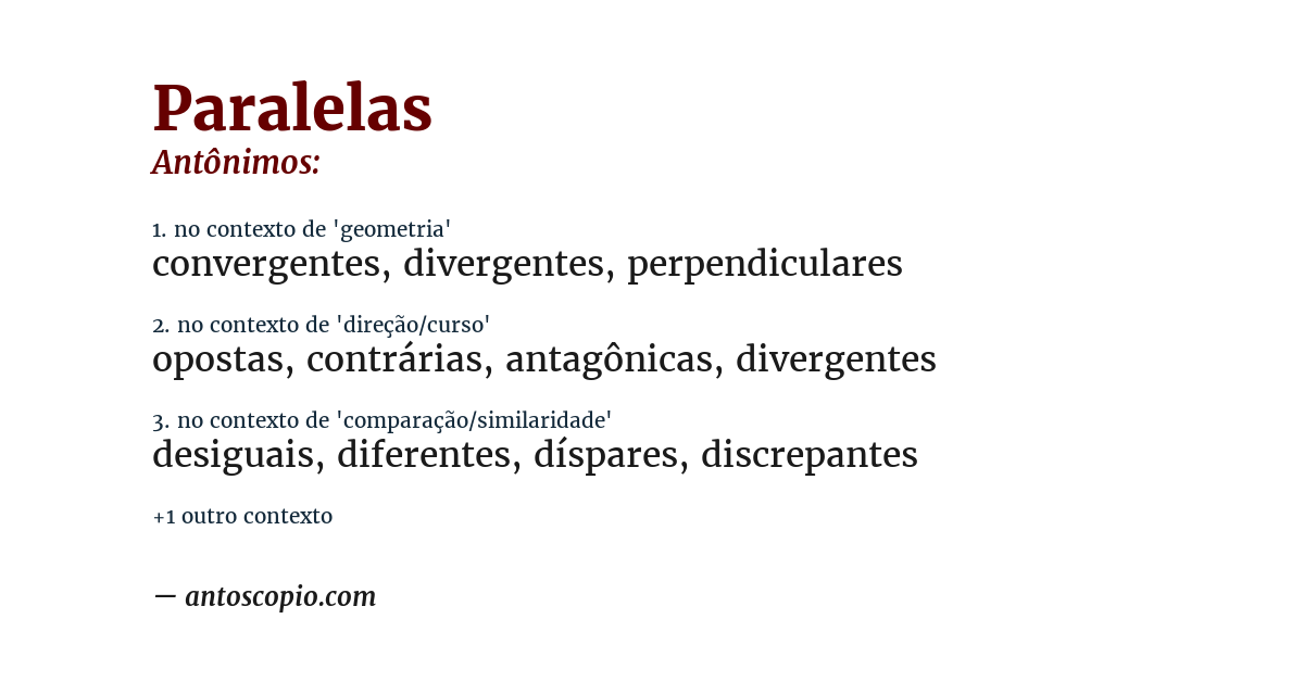 Antônimo de paralelas