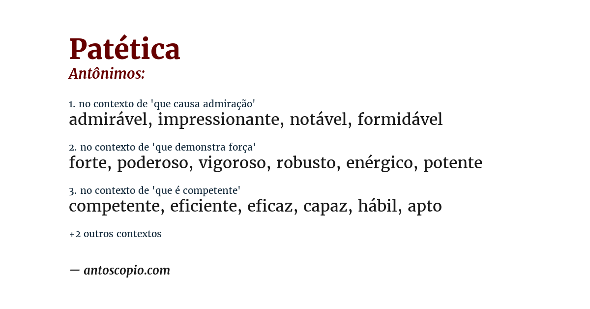 Antônimo de patética