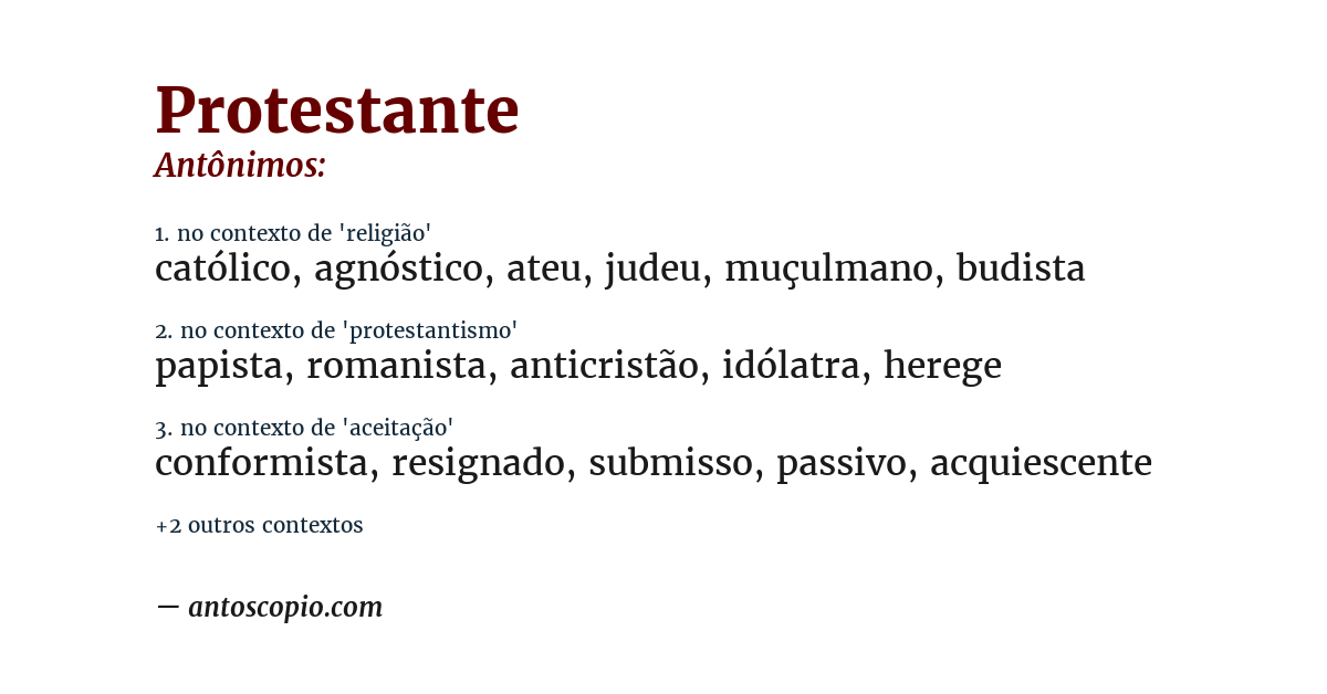 Antônimo de protestante