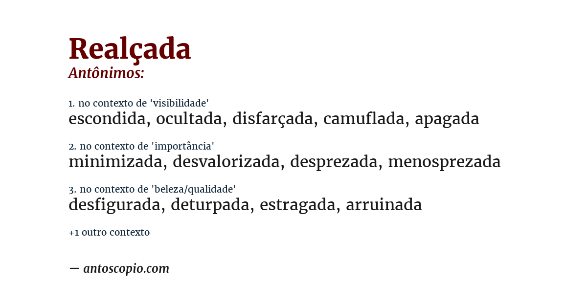 Antônimo de realçada
