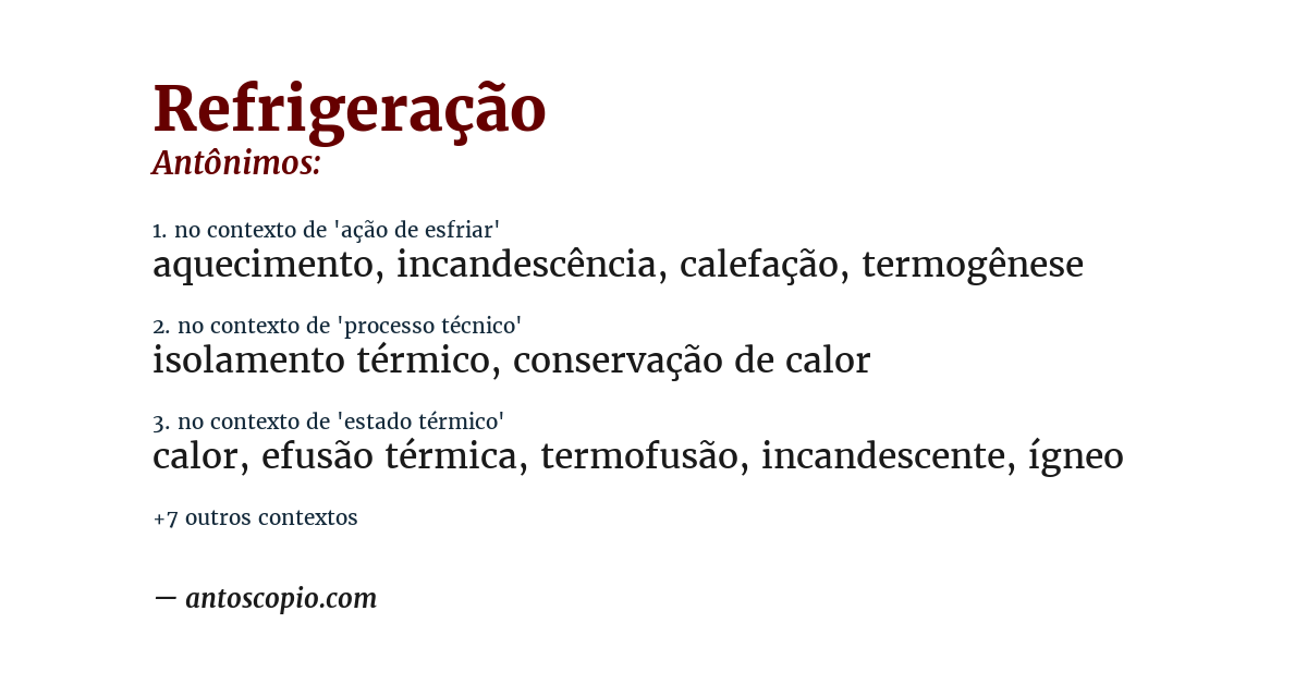 Antônimo de refrigeração