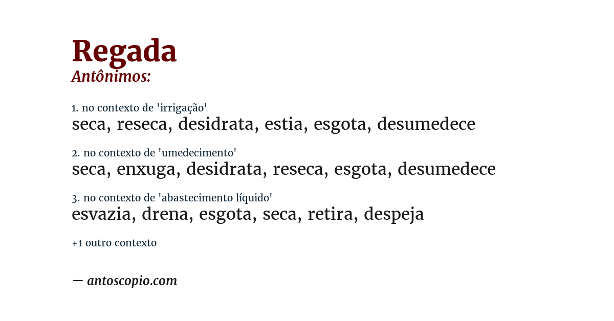 Antônimo de regada