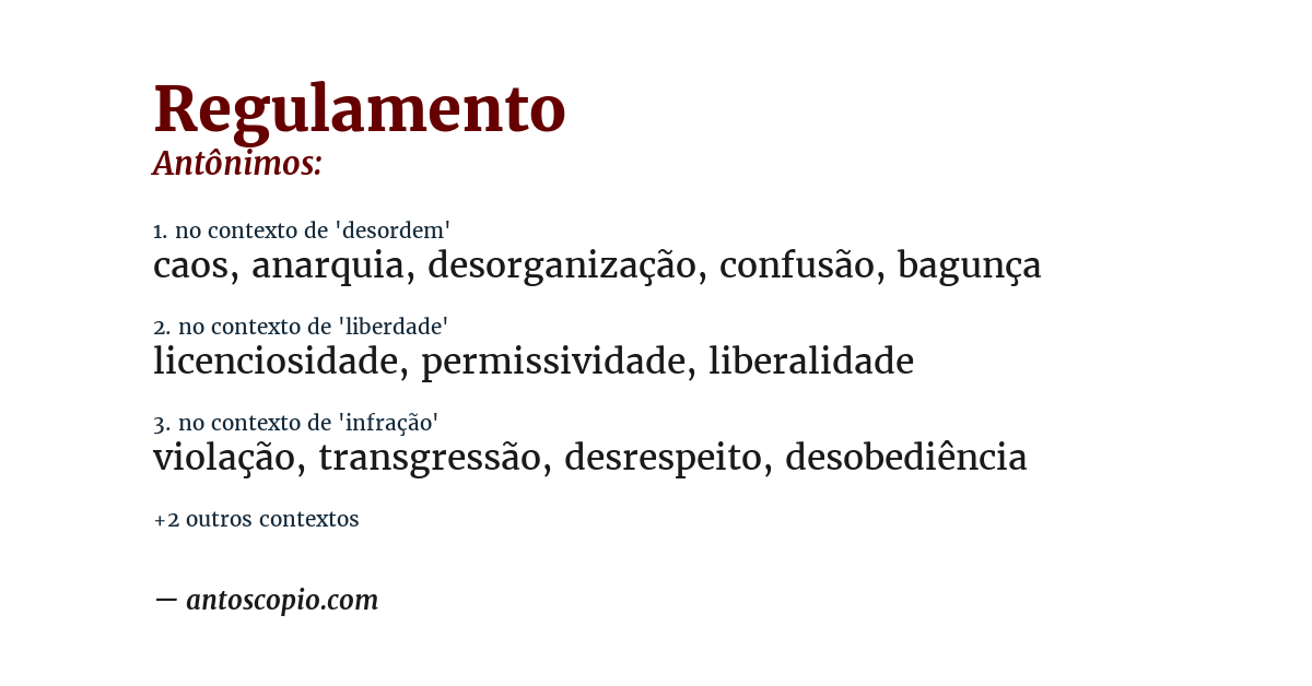 Antônimo de regulamento