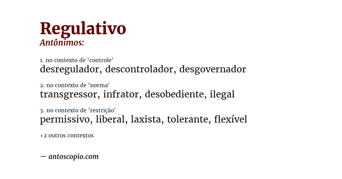 Antônimo de regulativo