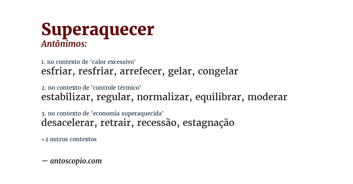 Antônimo de superaquecer