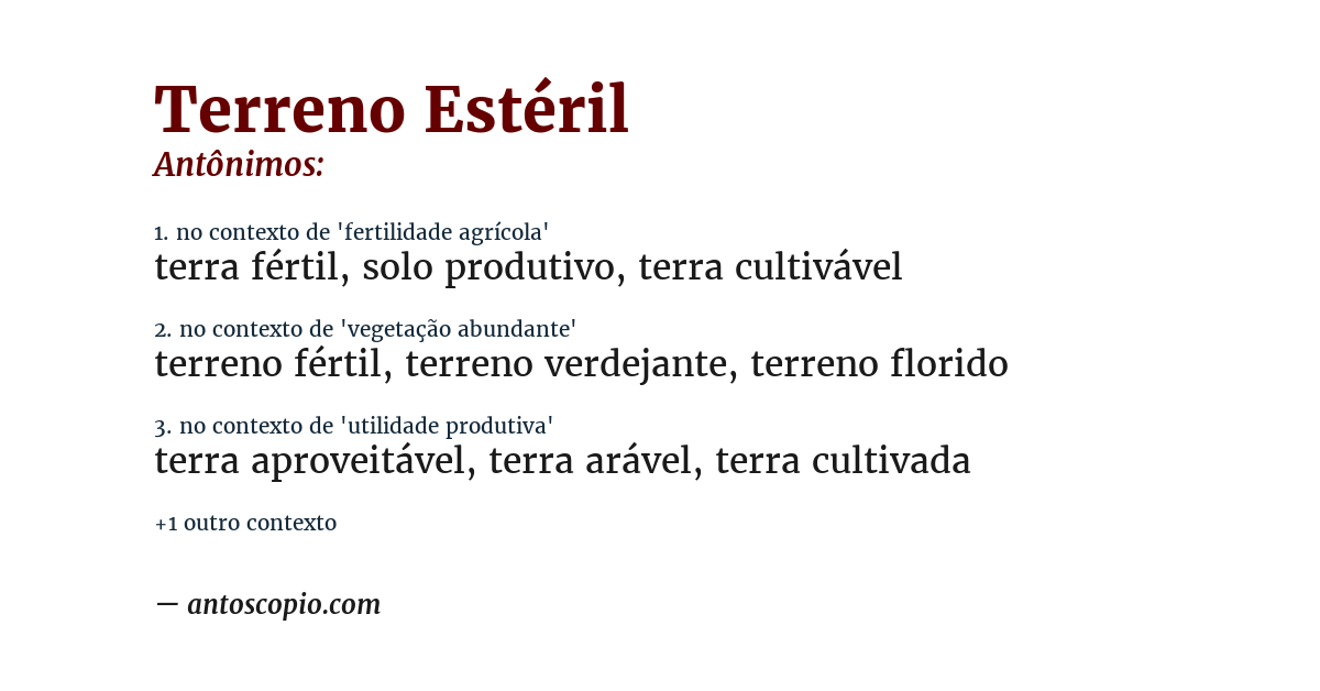 Antônimo de terreno estéril