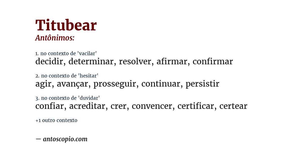 Antônimo de titubear