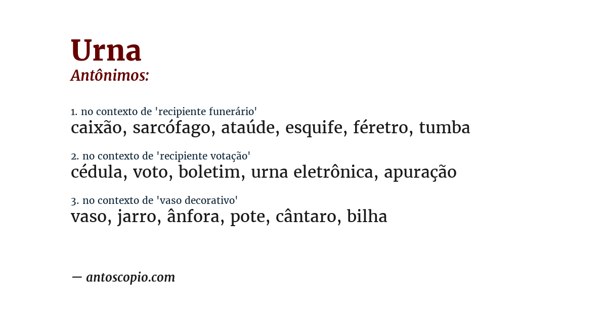 Antônimo de urna