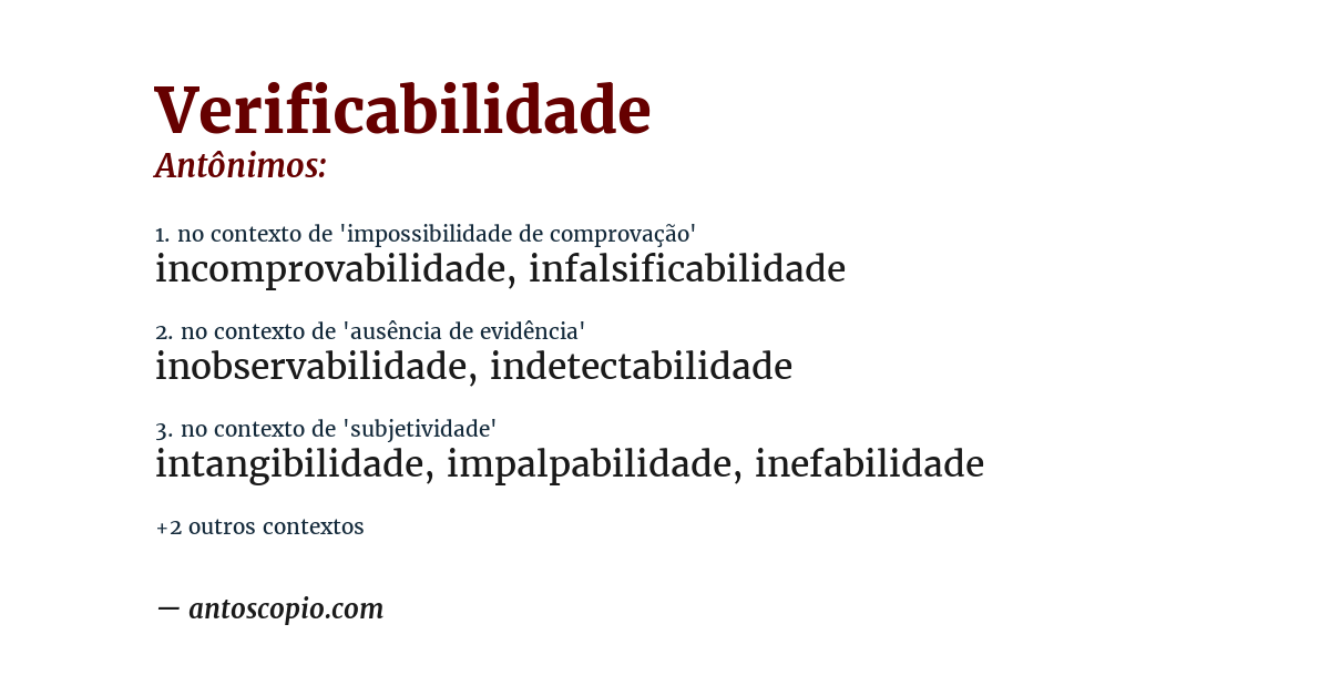 Antônimo de verificabilidade