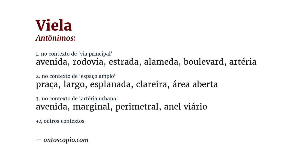 Antônimo de viela