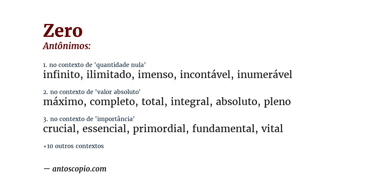 Antônimo de zero